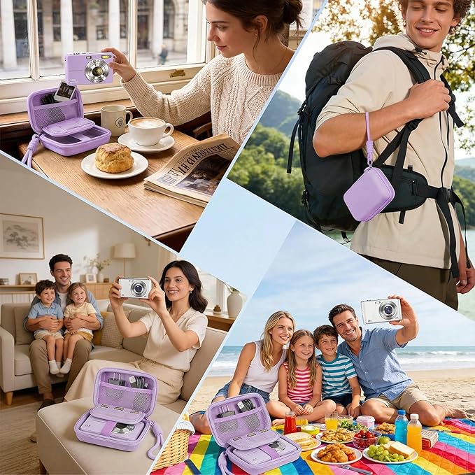 Roseliya Digital Camera Case Compatible with VAHOIALD FHD 1080P/ for CAMKORY Digital Point and Shoot/for KODAK PIXPRO FZ45-BK 16MP Vlogging/for IWEUKJLO/for Nsoela, Holder for SD Card More (Purple)
