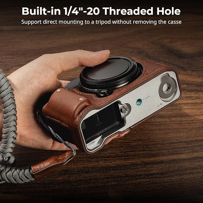 SMALLRIG X-M5 Leather Half Case Kit for FUJIFILM X-M5, Including Leather Half Case, Wrist Strap, Genuine Leather Material, Portable and Protecting (Brown) - 4880
