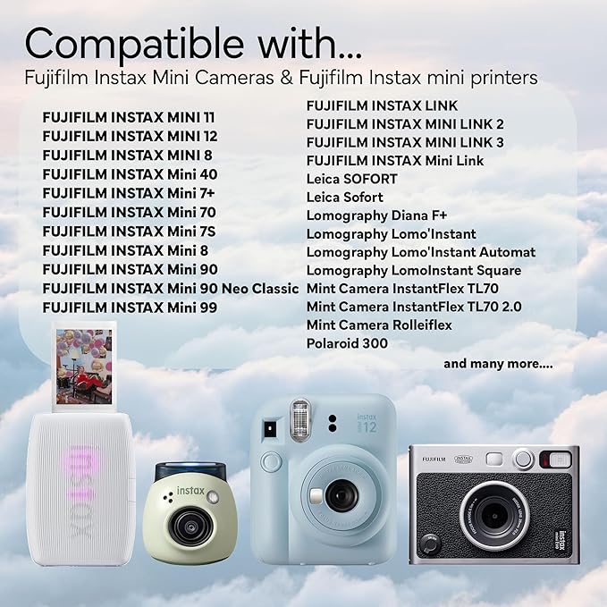 Fujifilm Instax Mini Instant Camera Film (40 Photo Exposure) Bundle with 6AVE Microfiber Cleaning Cloth