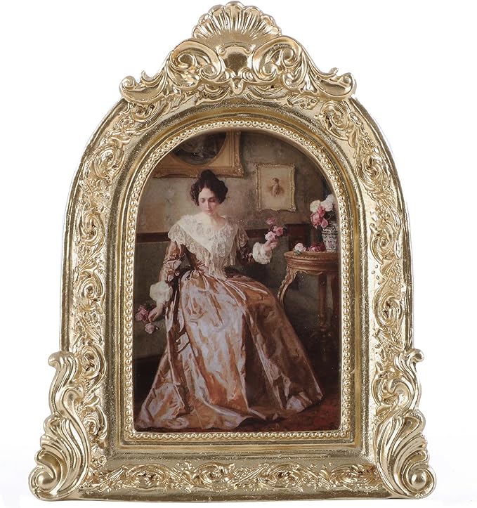 Vintage Picture Frames 2.5x3.5 Ornate Gold Antique Picture Frames for Wall and Tabletop Vintage Photo Frame Victorian Home Decor Gallery Wall Decor in Arch Shape