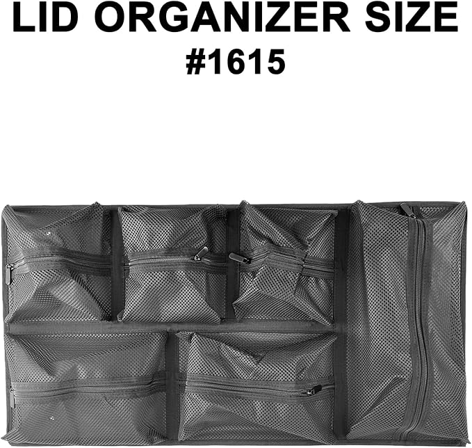 LAFENLIN UPGRADED Lid Organizer for Pelican 1615 Case [Max Capacity, Secure Transit] - 6-Pocket Thick Mesh Panel for Professional Photographers & Divers, Includes Screws & Hook and Loop