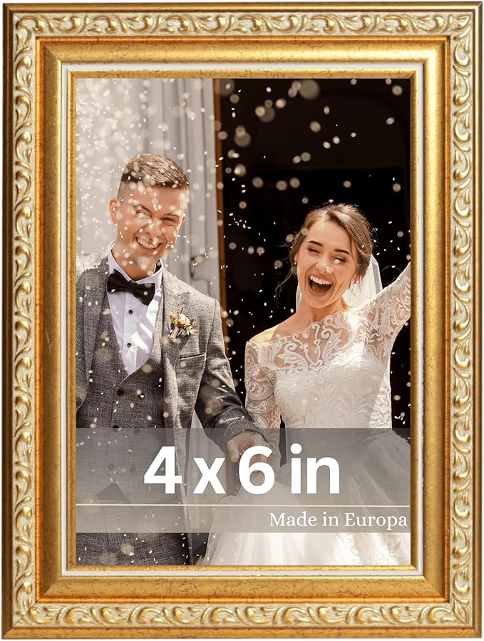 VictoR Picture Frame Chagall 4x6 Gold - Vintage Picture Frames with Shutterproof Acrylic Glass - 4 x 6 Photo Frame - Gold Picture Frames - Antique