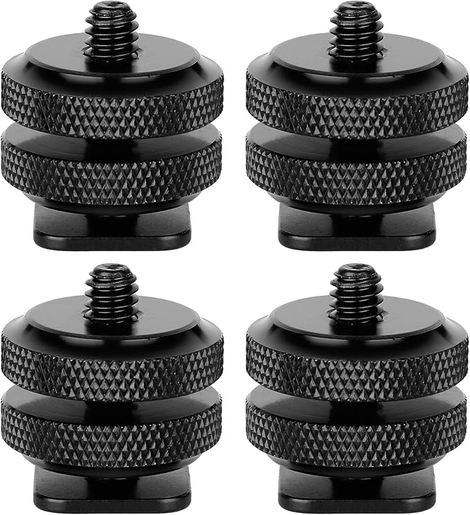 ChromLives Camera Hot Shoe Mount Hot Shoe Adapter Hot Shoe Connector w/ 1/4 inches 20 Tripod Screw Flash Shoe Mount Monitor Bracket (4 Pack)