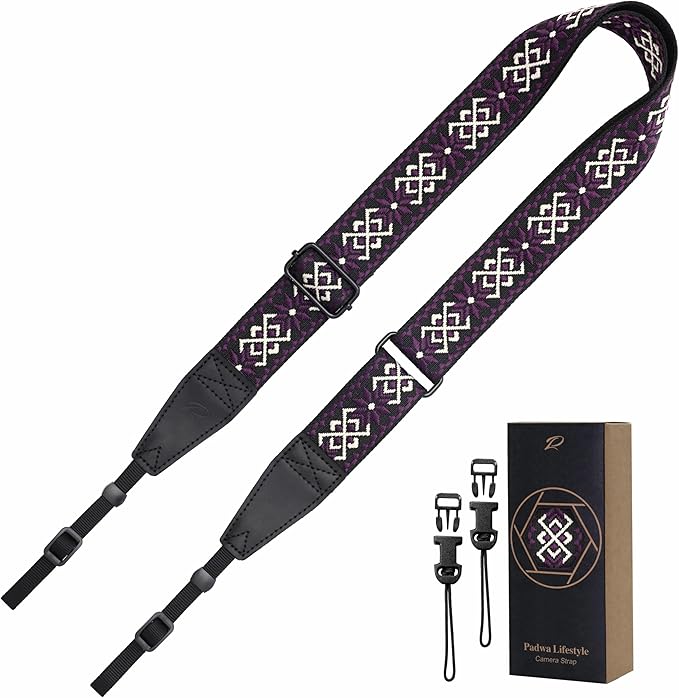 Padwa Lifestyle Adjustable Camera Strap - 1.5" Top Layer Cowhide Head Camera Straps for Photographers, Cotton Adjustable Neck Shoulder & Crossbody Strap Quick Release for All Cameras and Binoculars