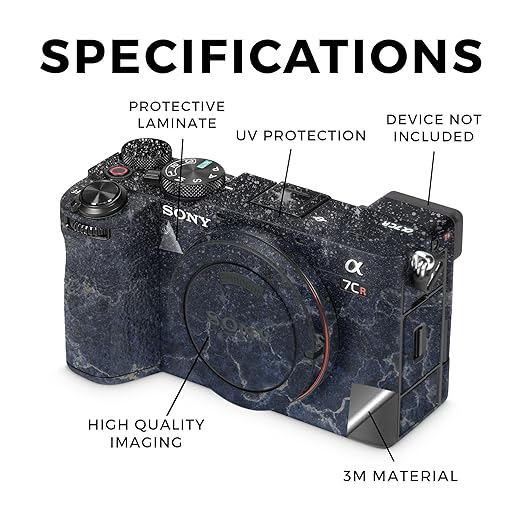 Camera Skin Compatible with Sony Alpha 7CR Camera (2023) - Dark Shimmer Marble - Premium 3M Vinyl Protective Wrap Decal Cover - Easy to Apply | Crafted in The USA by MightySkins