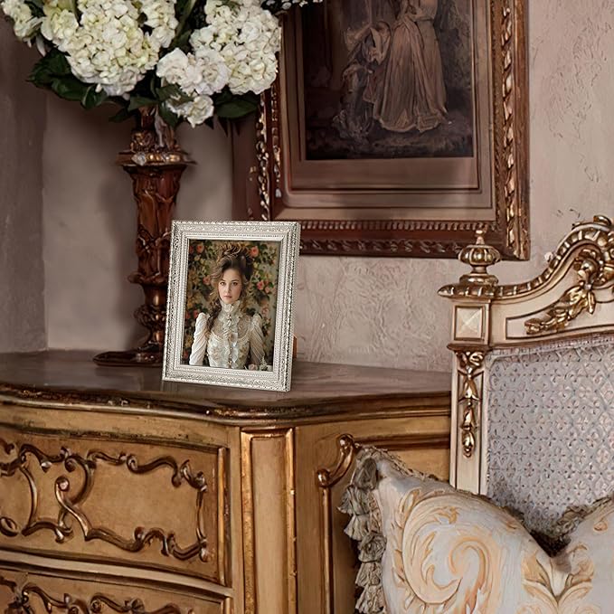 Edenseelake 8x10 Picture Frames Set of 2, Vintage Silver Photo Frame 8 by 10 for Tabletop or Wall Display
