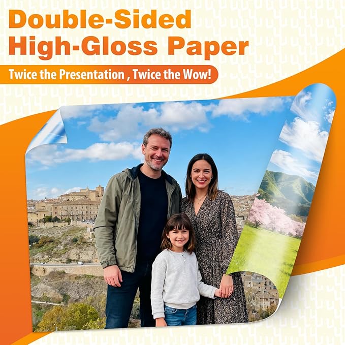 Uinkit Double Sided Photo Paper Glossy 8x10 inches 54lbs Inkjet for Dye Ink 200Gsm Value Bulk Pack Picture 8.5 x 10 9.5Mil for Inkjet Printing Printer (100, 8x10)
