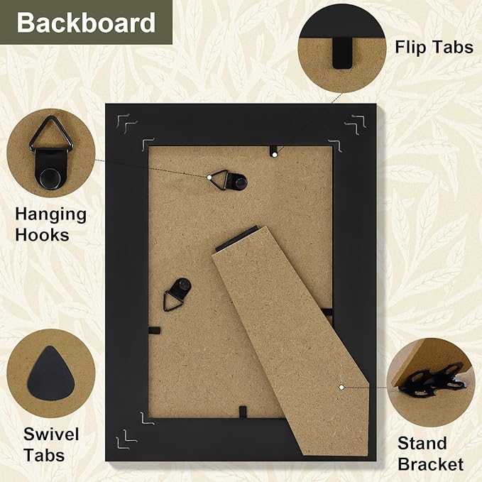 Vittanly 4x6 Picture Frame Set of 4, Vintage Photo Frame for Wall or Tabletop, Display 3.5x5 Pictures with Mat or 4x6 without Mat, Rustic Farmhouse Home Decor, Dark Brown