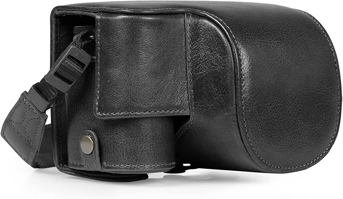 MegaGear Ever Ready Genuine Leather Camera Case Compatible with Nikon Z30 (16-50mm)(Black)