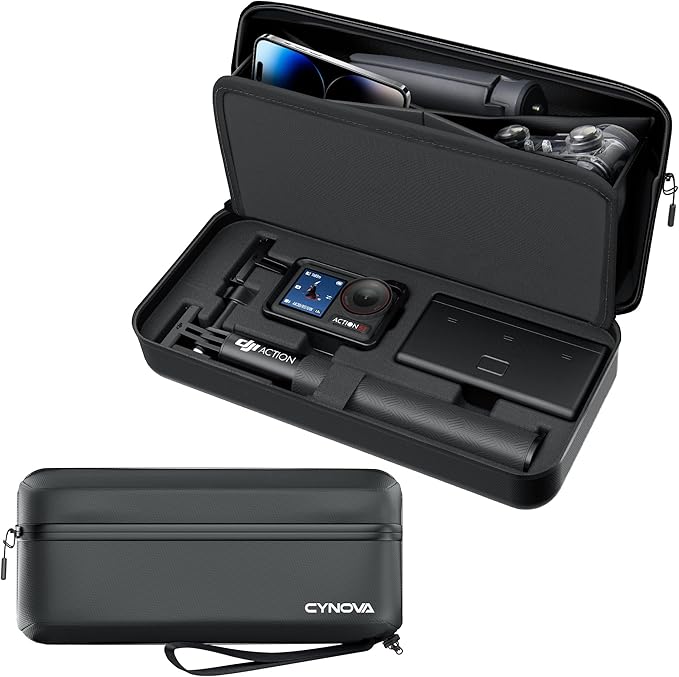 CYNOVA Carrying Bag for DJI Osmo Action 4/5 Pro, PU Storage Protective Bag for DJI Osmo Action 4/5 Pro Adventure Combo Accessories, Protective PU Storage Accessories