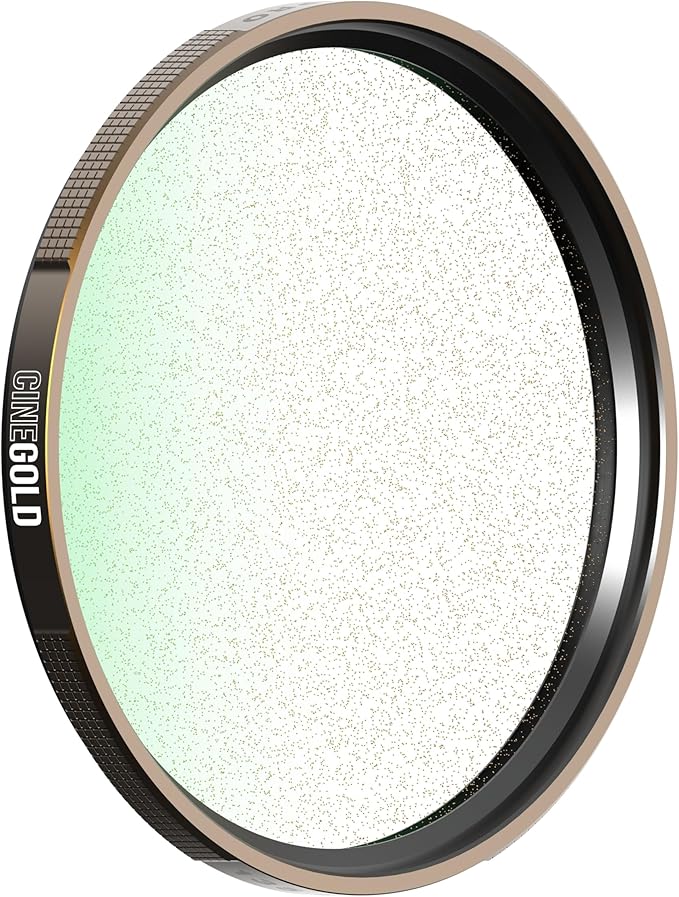 PolarPro CineGOLD - 1/2 Gold Mist Diffusion Camera Filter – Warm Highlights & Low Contrast for Vintage Film Aesthetics – Soft Glow & Warm Tones for Digital Video & Photography – 77mm Threaded