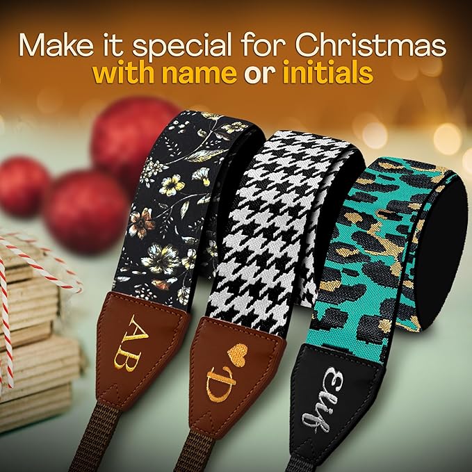 Art Tribute Camera Strap for All DSLR and Mirrorless Cameras. Add Your Name Or Initials Make It a Personalized Gift