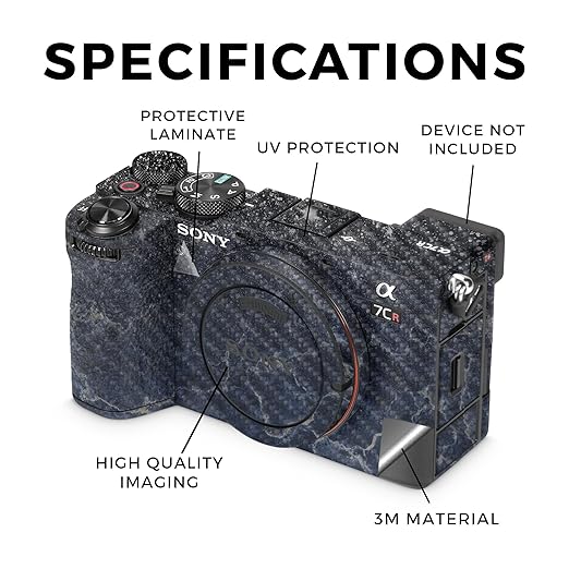 Carbon Fiber Camera Skin Compatible with Sony Alpha 7CR Camera (2023) - Dark Shimmer Marble - Premium 3M Vinyl Protective Wrap Decal Cover - Easy to Apply | Crafted in The USA by MightySkins