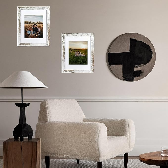 kennethan 11x14 White Picture Frame - Made to Display Pictures 8x10 with Mat or 11x14 Without Mat - Wide Molding - Wall Mounting Display for Home, Office,Gallery,Holiday with Photos, Posters