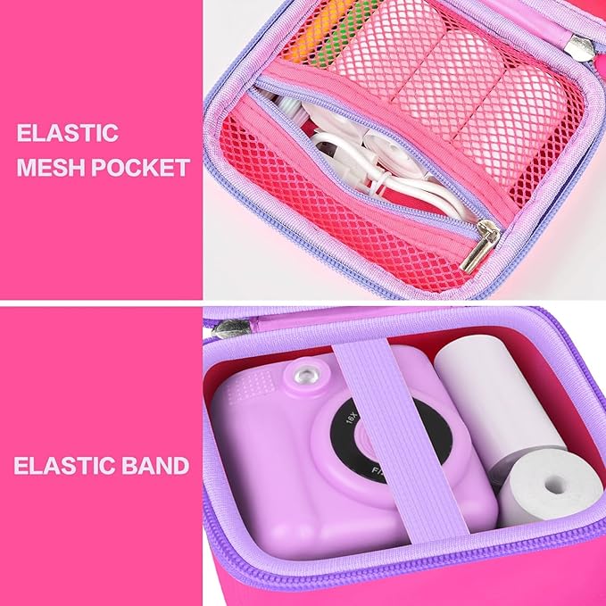 Kids Instant Print Camera Case Compatible with ESOXOFFORE for Dylanto for DUDUDRAGON for GKTZ for ETIKEZ for Dafotil for Careenoah for Aasonida Digital Video Prints Paper Bag (Box Only) Bright Pink