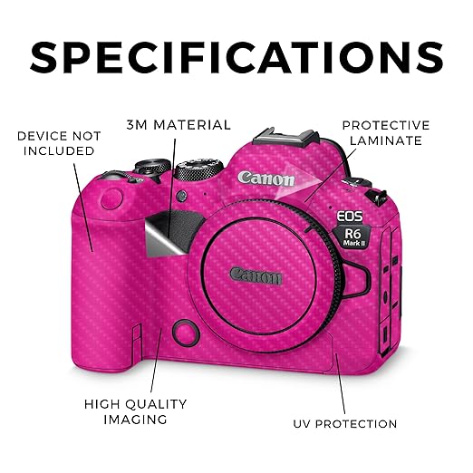 Carbon Fiber Camera Skin Compatible with Canon EOS R6 Mark II Camera (2022) - Solid Hot Pink - Premium 3M Vinyl Protective Wrap Decal Cover - Easy to Apply | Crafted in The USA by MightySkins