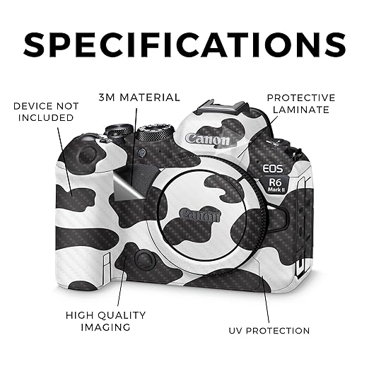 Carbon Fiber Camera Skin Compatible with Canon EOS R6 Mark II Camera (2022) - Cow Print - Premium 3M Vinyl Protective Wrap Decal Cover - Easy to Apply | Crafted in The USA by MightySkins