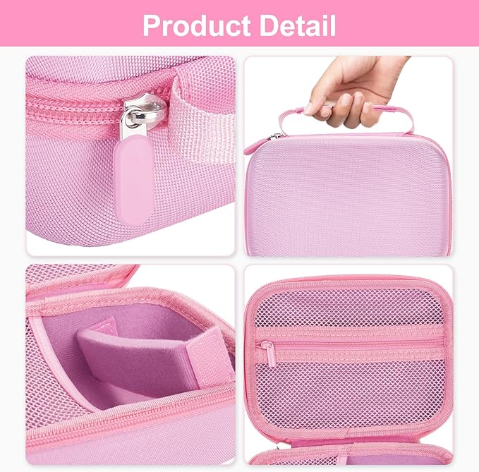 Hikkon Camera Case Compatible for ESOXOFFORE/Upgrade/Dylanto/Yehtta/HiMont/CAMCLID Kids Instant Print Camera Toy,Portable Digital Camera Storage Holder Organizer Bag (Case Only) - Pink