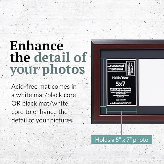 Creative Letter Art 8 Opening Mahogany Picture Frame with Glass to hold 5 by 7 inch Photographs including 10x40-inch Black Mat Collage