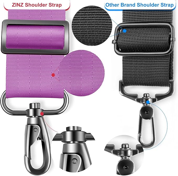ZINZ 75" Shoulder Strap with Fixed Pad and Dual Balanced Buckles，Purple
