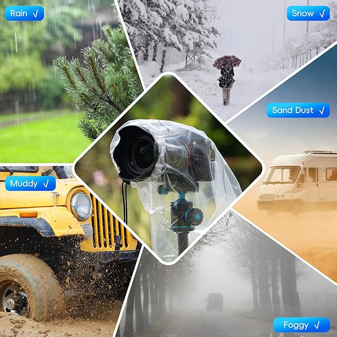 2 Pack Camera Rain Cover Clear Sleeve Protector for Sony A7R V A7 IV A7S III II A6700 A6600 A6500 A6400 A6300 A6100 A6000 A7C Nikon Z8 Z5 Z50 Z30 Z7 Z6 II D780 D7500 D5600 D3500 P1000