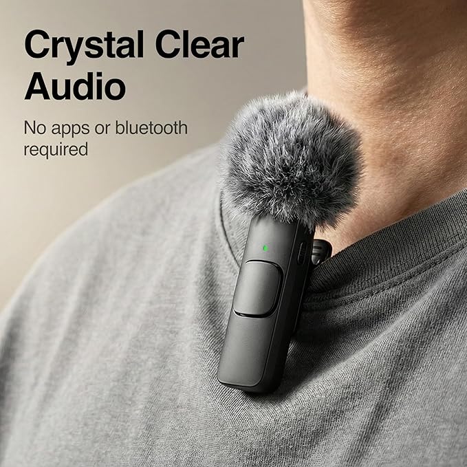 Mini Mic Pro (Latest Model - Wireless Microphone for iPhone, iPad, Android, Lavalier Microphone for Video Recording - iPhone Mic Crystal Clear Recording with USB-C (with Charging Case)