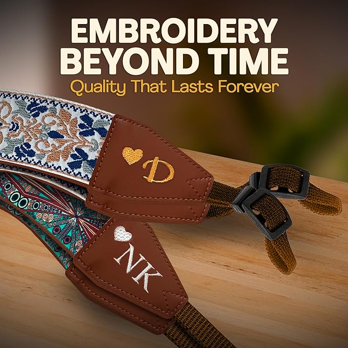 Art Tribute Camera Strap for All DSLR and Mirrorless Cameras. Add Your Name Or Initials Make It a Personalized Gift