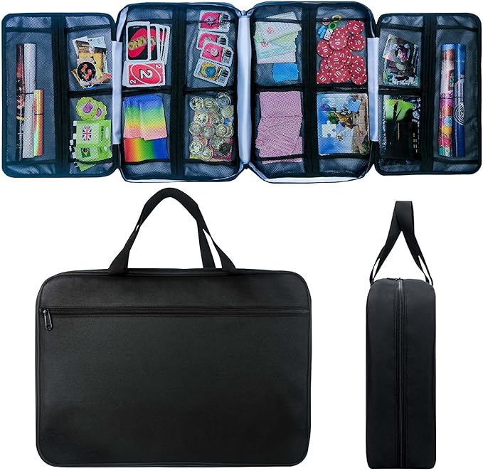 Mi Ya Mi Lai 17-Pocket Board Game Organizer Carry Case - Storage & Travel Case for Games, Cards, Tokens, Dice Accessories.
