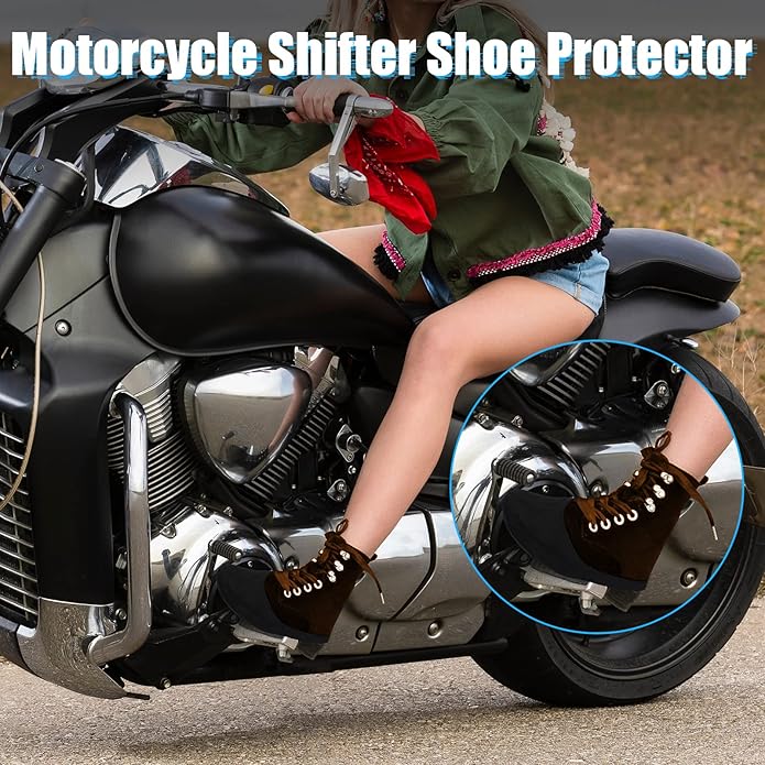 Tallew 2 Pack Motorcycle Shoe Protector - Shifter Cover & Boot Protector for Men & Women, Black