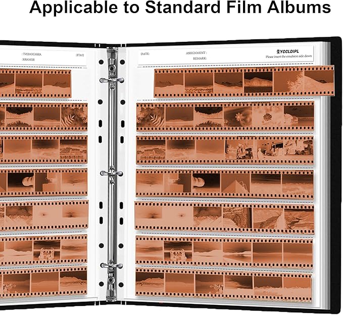 50PCS-YCCLDIPL Archival Storage Sheets 135 35mm Negative Page Preservers, 35mm Film Negative Storage Sheets, Acid-Free Archival Sleeves for Camera Film, Binder-Compatible Protectors for Negatives