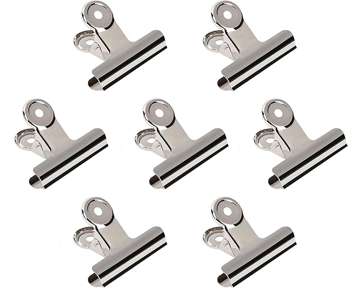 20 Pack 2 Inch Polished Steel Clips, Metal Bulldog Binder Clips, Large Hinge Paper Clips Clamps for Food Bags, Pictures Photos, Art Crafts, Home Office Supply (Silver)