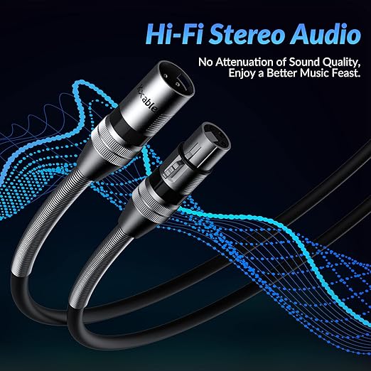 XLR Microphone Cable 25FT, XLR Male to Female Balanced Mic Cable, 3-Pin Shielded Speaker Cord, Zinc Alloy Connectors, Premium 22AWG Pure Copper, Metal Spring SR, Recording Studio, Podcast