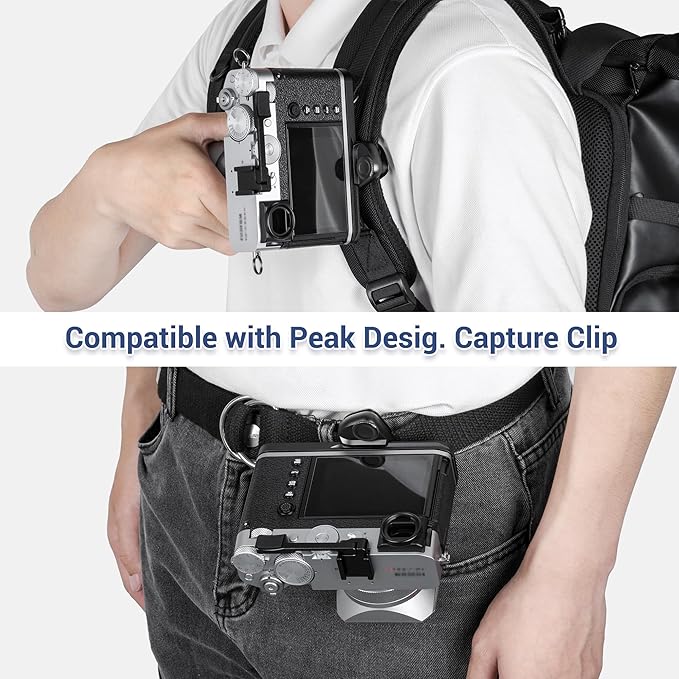 GFX 100RF Hand Grip Handgrip for Fujifilm Fuji GFX100RF Camera, Metal GFX100 RF L Bracket Holder with Built-in Arca Quick Release Plate & Battery Compartment Opening Anti-Slip Microfiber Pads - Black