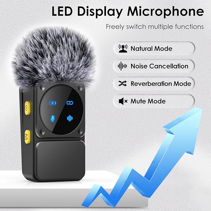 Mini Wireless Lavalier Microphone for iPhone iPad Android with Lightning/USB-C Plug, 80H Work Time Noise Reduction Lapel Mic for Recording, Clip Omni Lav Mic for Video Recording, Tiktok, Youtube, Vlog