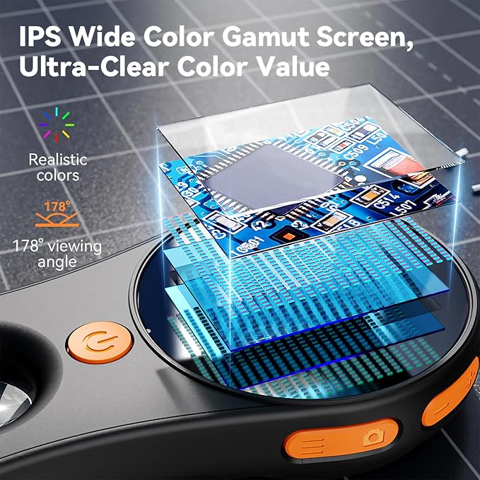 Microscope for Adult-2.0 Inch IPS Screen 100X Pocket Microscope, 3-Level Adjustable LED Lights Portable Handheld Mini Microscope,USB Connection to PC