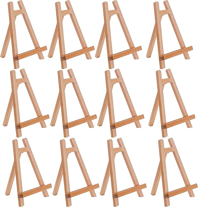 US Art Supply 10.5" Small Wooden Tabletop Easel (12 Pack) for Painting and Display Stand - A-Frame Table Top Easel, Canvas Holder