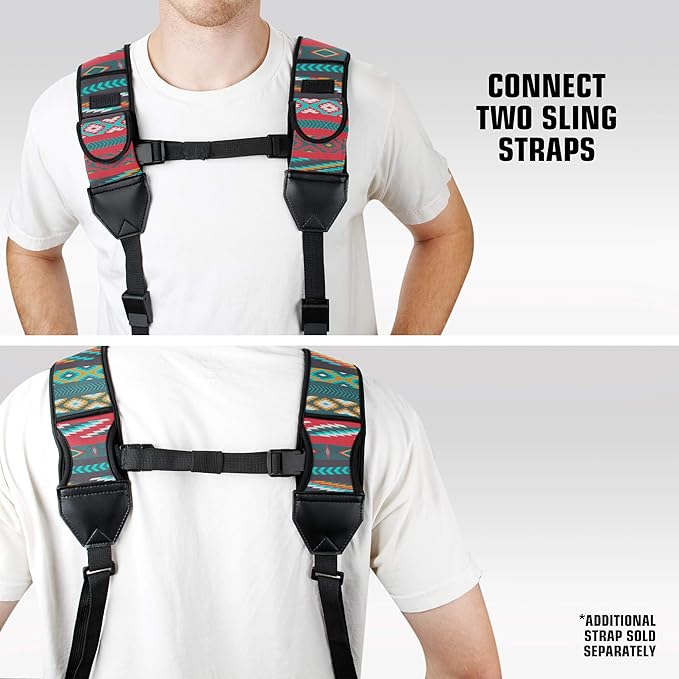 USA Gear Camera Sling Shoulder Strap - Adjustable Neoprene, Safety Tether, Accessory Pocket, DSLR Strap Quick Release - Compatible with Canon, Nikon, Sony and More DSLR Mirrorless Cameras (Southwest)
