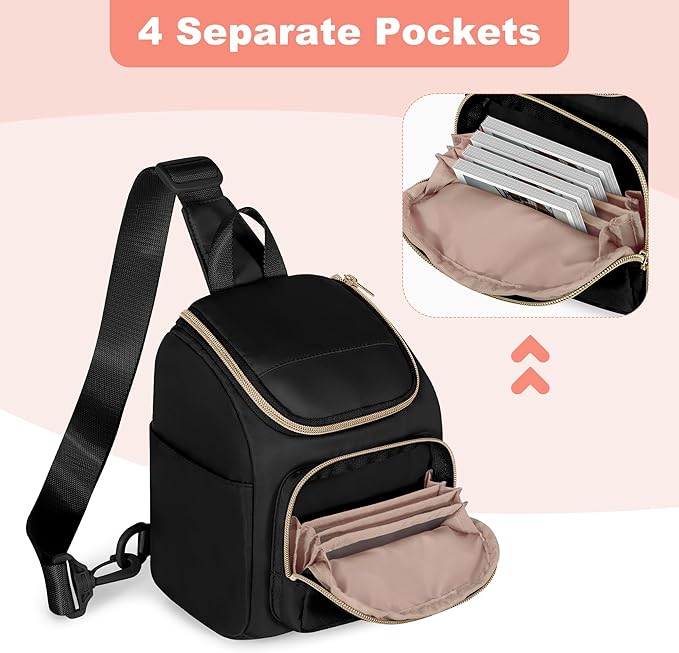 Prokva Camera Sling Bag Compatible with Polaroid Now 3rd/2nd Gen, Flip, Now+, Go Gen 2 Instant Film Camera, Crossbody Carrying Case with Adjustable Strap,Black