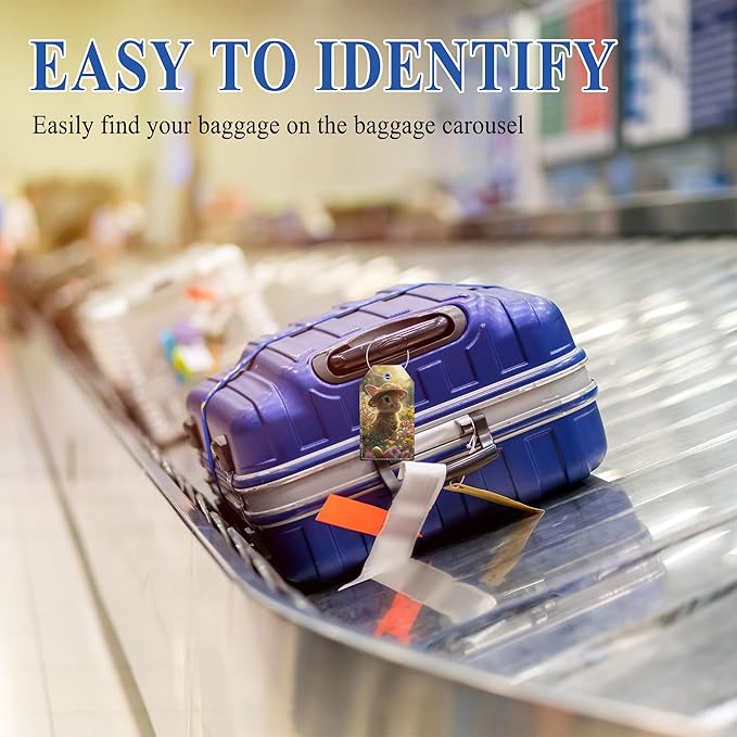 Luggage Tag, Personalized Luggage Tags for Suitcases Cute Bag Tags for Backpacks Handbag School Instrument with Name ID Label Travel Essentials, Unique Fun Baggage Tags 2 Pack, Rabbit