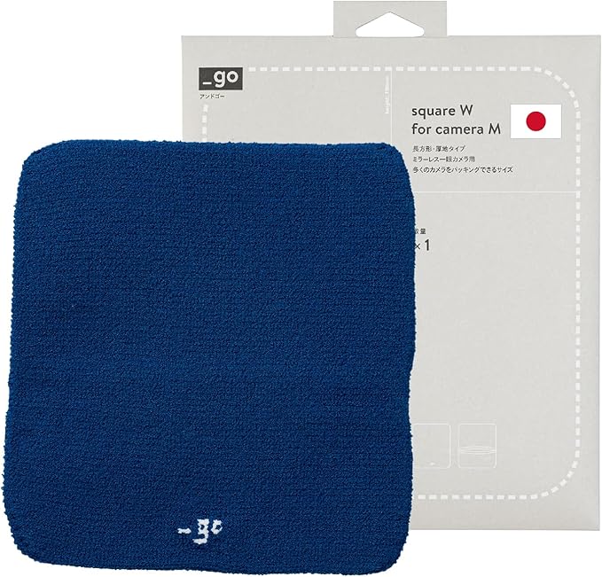 PACKING KNIT_GO Camera Cover, Square W, Made in Japan, M size, Blue