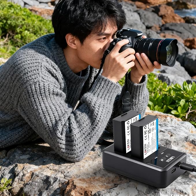 Lekzai 2 Pack 1600mAh Replacement LP-E10 Battery and Charger Compatible with Canon EOS Rebel T3/5/6/7 T100, Kiss X50/70/80/90, EOS 1100D 1200D 1300D 1500D 2000D 3000D 4000D Digital Cameras