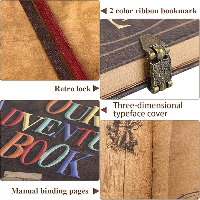 Adventure Book 148-Page DIY Handmade Scrapbook Kit - Vintage Embossed Cover Travel Diary,Gift Boxed with Full DIY Accessories for Couples,Anniversaries & More for Life’s Greatest Adventures