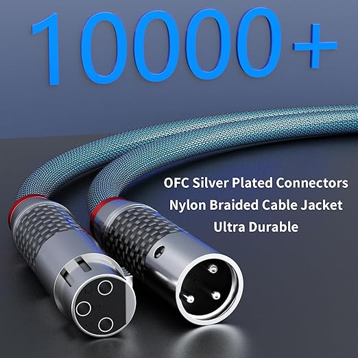 Monosaudio 17AWG Audiophile XLR Cables OFC Silver Plated Pair Female to Male Balanced Interconnect Cable Signal Cord Speaker Cables for Audio,Speakers,Subwoofers,Turntable,Amplifier,DAC(1.5M/4.9Ft)