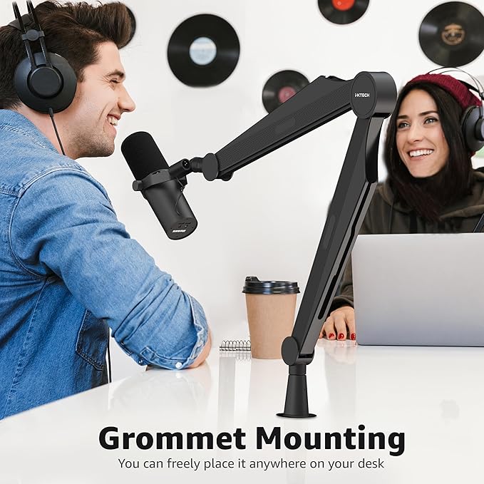 IXTECH Microphone Boom Arm Mic Arm for Blue Yeti Shure Sm7b Hyperx QuadCast Rode At2020 and Fifine Mic Stand for Gaming Podcasting and Streaming CAPTAIN Model