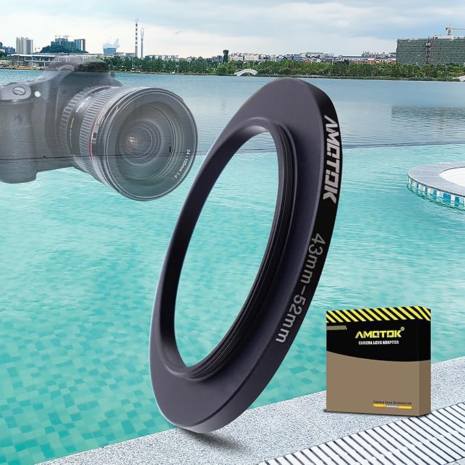 43mm Lens to 52mm Lens Adapter,43mm to 52mm Filter Step-Up Adapter Ring, Compatible All 52mm Filter Accessory