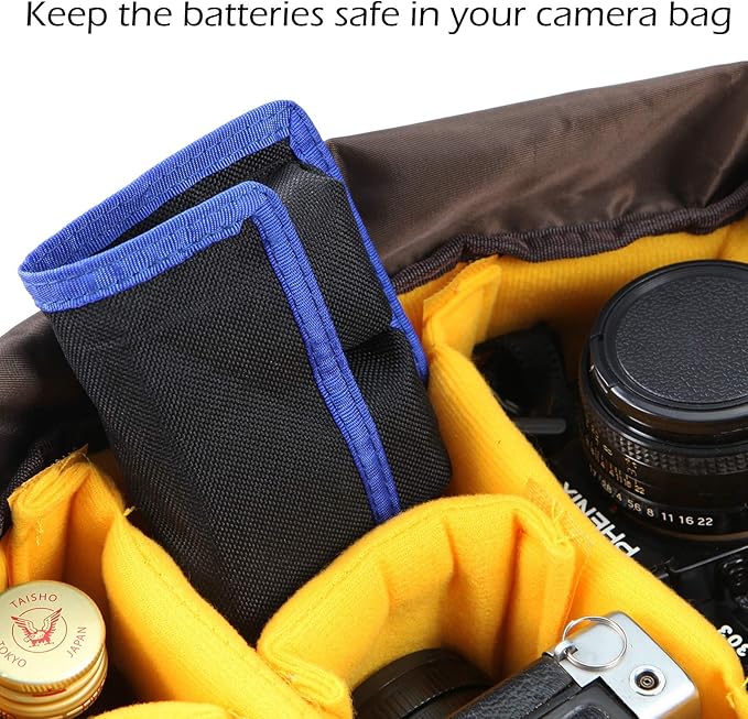 Meking DSLR Camera Battery Holder/Pouch/Case/Bag (4 Pocket) for AA Battery, Canon LP-E6 LP-E8 LP-E10 LP-E12 Battery, Nikon EN-EL14 EN-EL15 Battery, Sony NP-FW50 NP-F550 NP-FM500H Battery( 2Pcs )