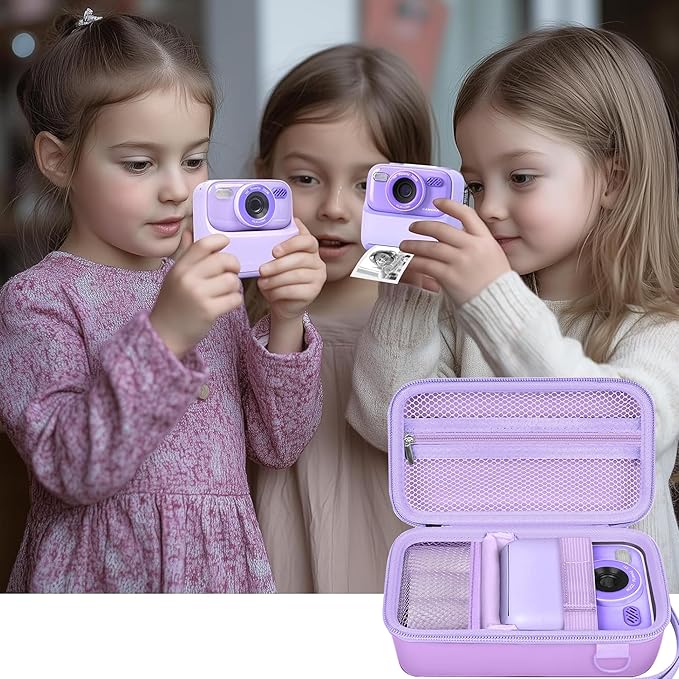 Leayjeen Kids Camera Case Compatible with Cimizi/Gofunly/Aasonida/CAMCLID/LETSHAHA Kids Instant Print Camera, Kids Instant Camera for 1080P Printed Photos,Birthday Gifts for Kids-Purple(Case Only)