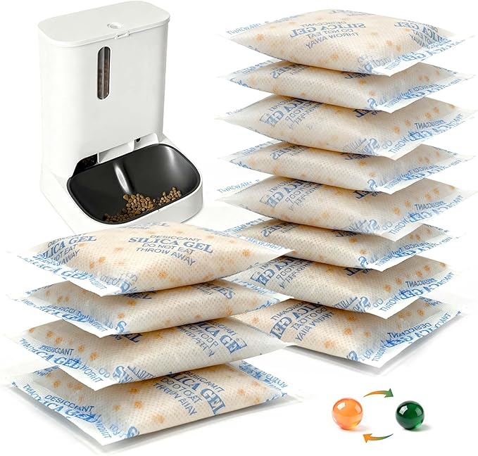 12PCS Color-Changing Pet Food Desiccant Packs Compatible with PETLIBRO Automatic Cat Feeder, Individually Packaged Desiccant Replacement Packs Suitable for PETKIT Automatic Cat Feeder