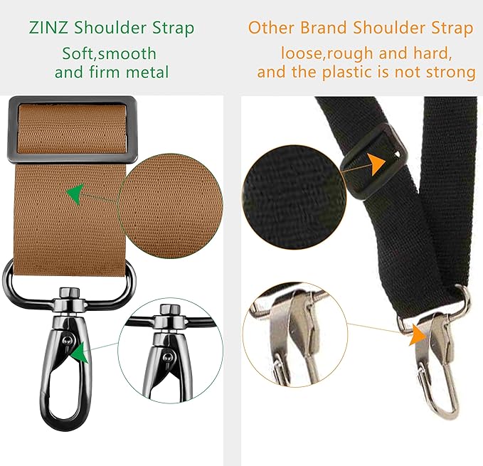 ZINZ Shoulder Strap 58" Ultra-Thick Fixed Padded and Adjustable Buckles Crossbody Strap for Briefcase Laptop Bag Luggage
