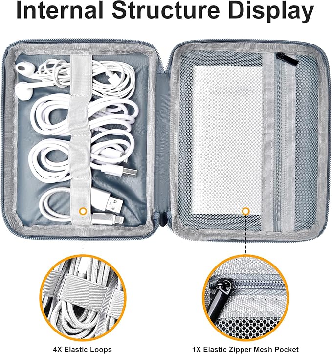 Leather Cord Organizer Travel Waterproof Travel Cable Organizer Bag Portable Tech Organizer Travel Case for Charger Electronic Accessories(Light Green, Single Layer-Small)